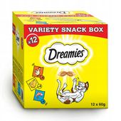 DREAMIES Box przysmaki dla kota mix z kurczakiem serem i łososiem 12x60 g