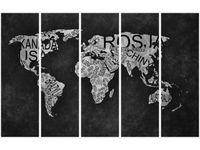 70CM 150CM OBRAZ 5 ELEM WORLD MAP ŚCIENNY