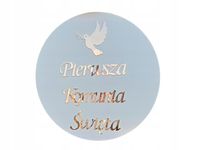 Tablica powitalna Pierwsza Komunia Święta koło 50 cm złote napisy gołąbek