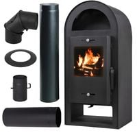 PIEC KOZA KOMINEK WOLNOSTOJĄCY STALOWY HADES + AKCESORIA KOMINKOWE ZESTAW