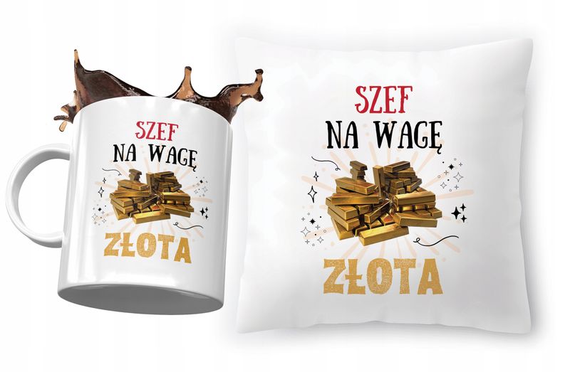 Dla Szefa Zestaw Poduszka + Kubek Na Prezent Z Nadrukiem Ze Zdjęciem zdjęcie 1