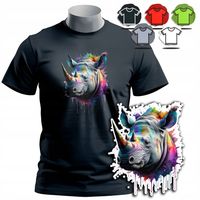KOSZULKA T-SHIRT MĘSKI WZORY DO WYBORU - NOSOROŻEC RHINO RÓG ZWIERZE - M