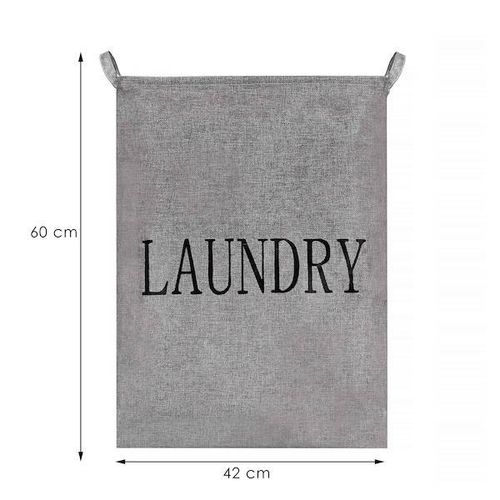 Kosz na pranie 81 L pojemnik z uszami szary na Arena.pl