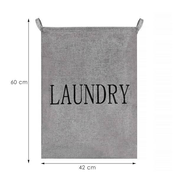 Kosz na pranie 81 L pojemnik z uszami szary zdjęcie 2