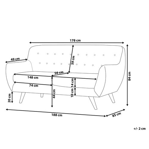 Sofa 3-osobowa welurowa niebieska BODO na Arena.pl