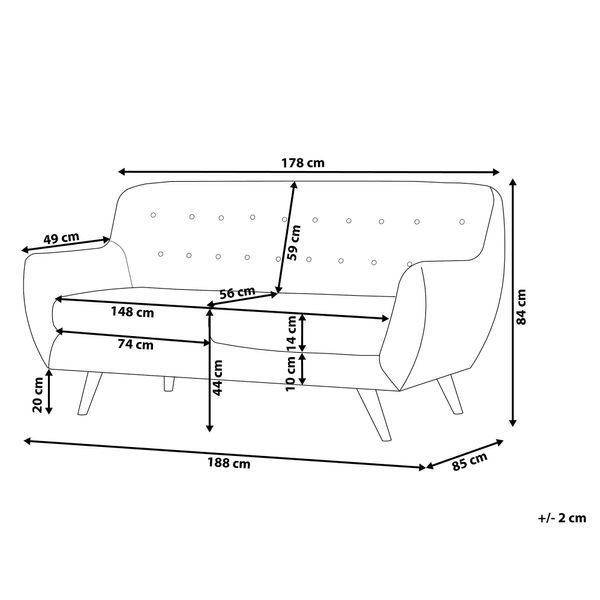 Sofa 3-osobowa welurowa niebieska BODO zdjęcie 9