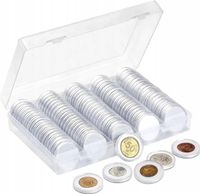 Kapsle 30 mm na monety - 100 sztuk z wkładkami z pianki