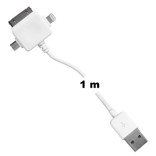 Kabel Whitenergy micro USB/ mini USB/ iPhone4 - USB 100cm Biały na Arena.pl