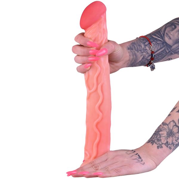 Największe Dildo Xxl Penis Z Cyberskóry 34 Cm Cielisty zdjęcie 3