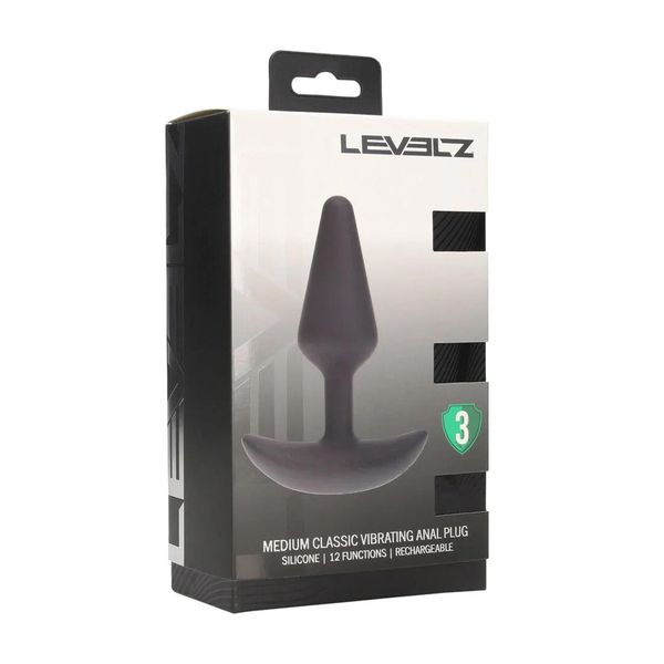 Classic Vibrating Silicone Anal Plug - M - Black zdjęcie 2