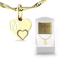 ZŁOTA ZAWIESZKA WISIOREK ŁAŃCUSZEK 585 Z LITERKĄ M, PERSONALIZOWANY GRAWER