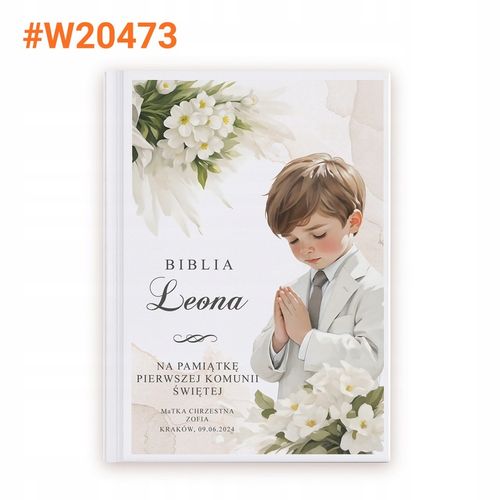Biblia dla dzieci Prezent Chrzest Pamiątka Chrztu Komunii Nadruk na Okładce na Arena.pl