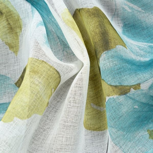 Firana gotowa na taśmie SOFIA 140x270 biała niebieska w kwiaty zdjęcie 11