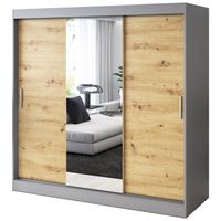 Szafa Przesuwna 200cm HUGO Antracyt / Artisan Garderoba RÓŻNE KONFIGURACJE