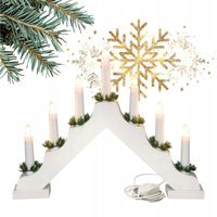 ŚWIECZNIK ADWENTOWY BIAŁY LAMPKI NA OKNO ŚWIECE DEKORACJA 7 ŚWIEC