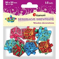 dekoracje drewniane guziki prezenty 15 szt 30x35 mm titanum