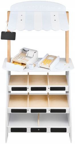 Edukacyjna Zabawka Dla Dzieci Drewniany Stragan z Kasą i Terminalem na Arena.pl