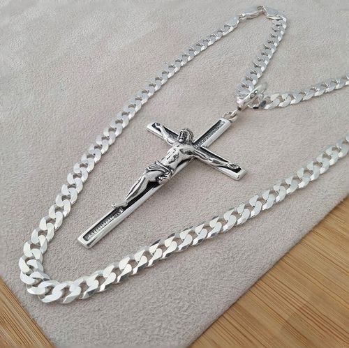 KRZYŻYK DO GRUBEGO ŁANCUSZKA SREBRO 925 DUŻY MĘSKI KRZYŻ SREBRO PRÓBA 925 na Arena.pl