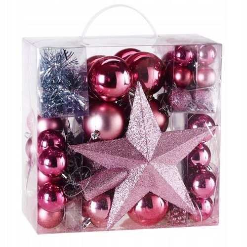 BOMBKI CHOINKOWE 6/4/3cm 77SZT ZESTAW ROŻOWY na Arena.pl