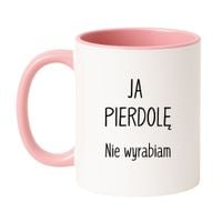 KUBEK "JA PIERODLĘ! NIE WYRABIAM" Wzór - Klasyczny Biało-Różowy 330 ml