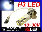 żarówka LED H3 9 SMD biała zimna 12v 24v lightbar motor skuter TUNING