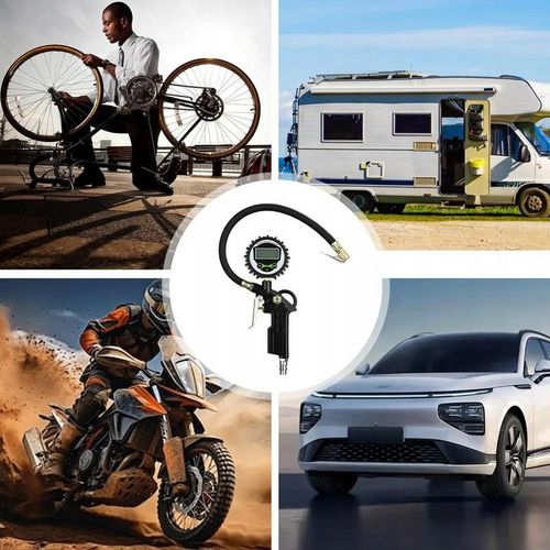 PISTOLET DO POMPOWANIA KÓŁ Z MANOMETREM CYFROWYM LCD WĘŻYK 36CM 15 BAR na Arena.pl