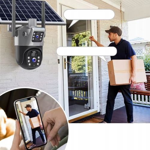 Solarna Zewnętrzna kamera dwa obiektywy 4K HD 8MP Karta SIM 4G LTE na Arena.pl