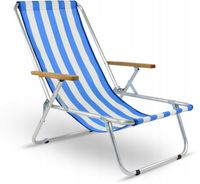 Leżak plażowy lekki, składany, wytrzymały do 120 KG - siatka biało-niebies.