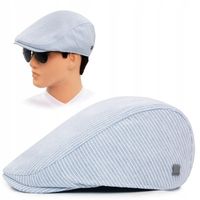 KASZKIET Męski Bawełniany na Lato Czapka w Paski BŁĘKITNY Pako Jeans