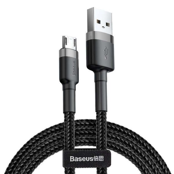 Kabel 2m Baseus Cafule USB do Micro USB 1.5A (szaro-czarny) zdjęcie 1