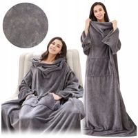 KOC Z RĘKAWAMI CIEPŁY FUTRZAK DUŻY SZLAFROK 2w1 KOCOBLUZA OVERSIZE KOC TV