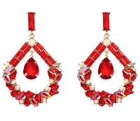 Kolczyki Okazałe efektowne krople listki kryształki złote czerwone kolorowe