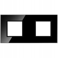 QUADRA RAMKA PODWÓJNA SZKLANA CZARNA WŁĄCZNIK 2 SZKŁO