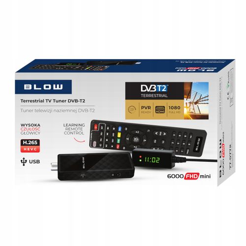 DEKODER TUNER TV DVB-T2 HEVC H.265 FULL HD MINI STICK PILOT ZESTAW HDMI USB na Arena.pl