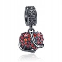 Zawieszka SREBRO 925 Charms Koralik Serce i Wąż