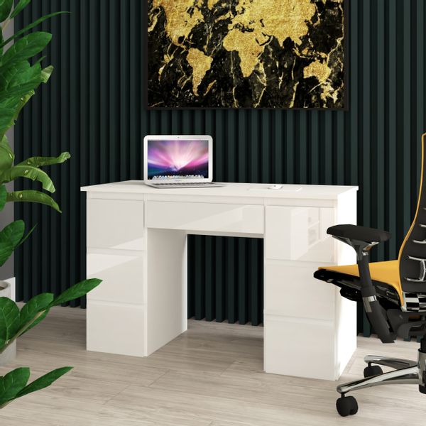 biurko MEGAN B3 BIAŁE FRONTY POŁYSK szkolne dla dziecka zdjęcie 10