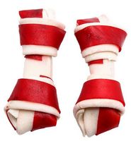 Smaczny gryzak dla psa - wiązane kości ze skóry wołowej 10cm - Adbi 10szt
