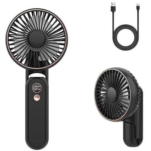 WENTYLATOR RĘCZNY MINI SKŁADANY 5 PRĘDKOŚCI NAWIEWU I 180° PRZENOŚNY CZARNY na Arena.pl