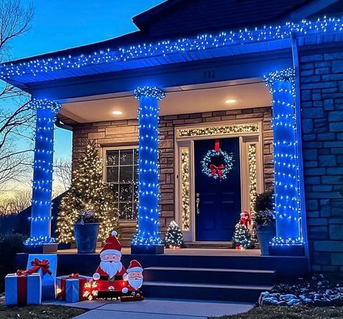 LAMPKI CHOINKOWE 1000 LED FLASH ZEWNĘTRZNE WEWNĘTRZNE ŚWIĘTA NIEBIESKIE na Arena.pl