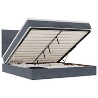 Rama łóżka otomana z materacami, szara, 180x200 cm, aksamit