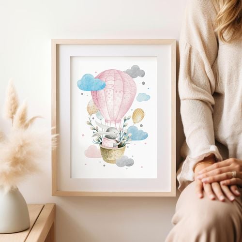 Plakat dla dziecka balon zajączek 21x29,7 cm A4 na Arena.pl