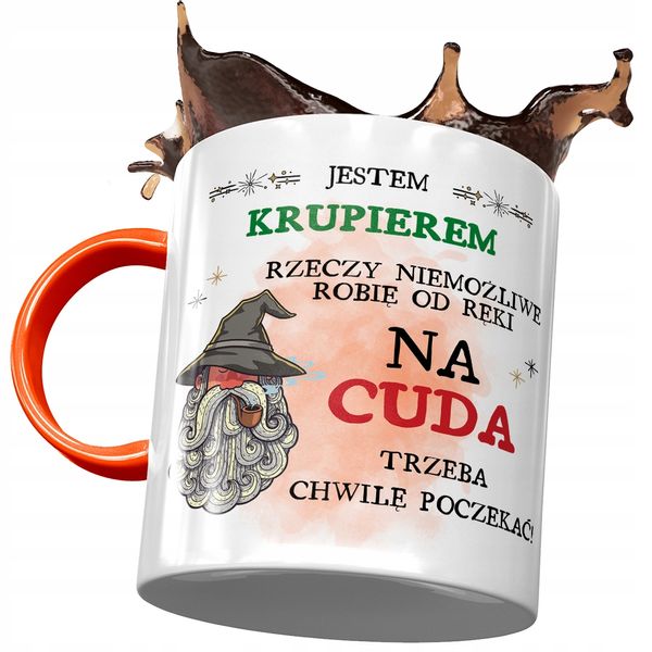 Kubek Pomarańczowy Dla Krupiera Na Prezent Z Nadrukiem Ze Zdjęciem zdjęcie 1