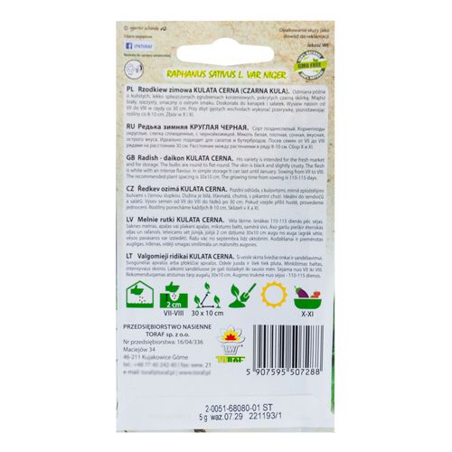 Rzodkiew Czarna Kulata Cerna 5G Nasiona Rzodkwi na Arena.pl