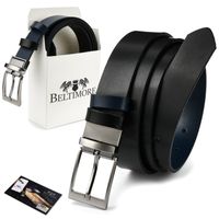 Pasek męski skórzany dwustronny czarno-granatowy BELTIMORE A74