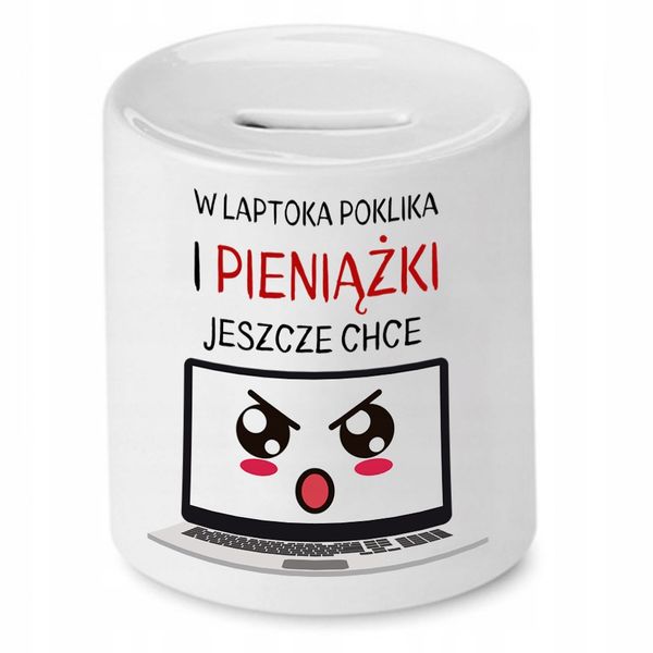 Skarbonka Informatyka Programisty Laptoka Poklika Z Nadrukiem Ze Zdjęciem zdjęcie 1