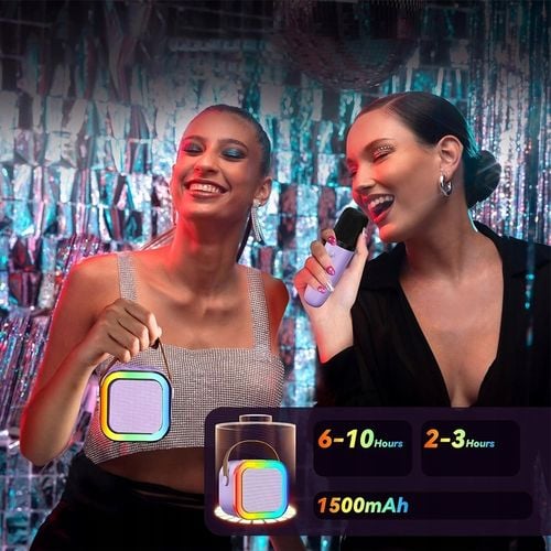 Bezprzewodowy Zestaw do Karaoke dla Dzieci LED Głośnik Bluetooth +Mikrofony na Arena.pl
