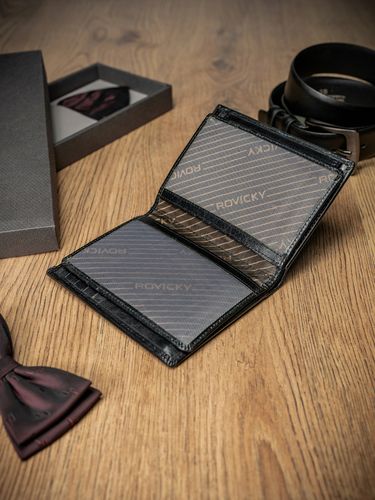 elegancki portfel męski ze skóry naturalnej, bez zapięcia - rovicky na Arena.pl