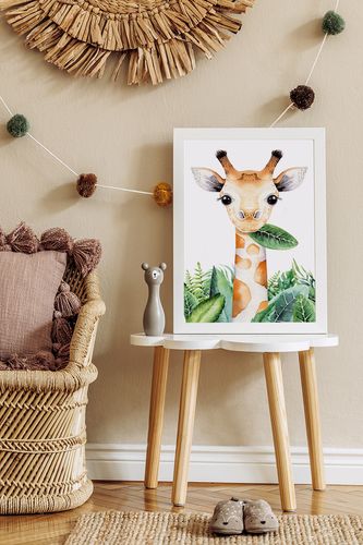 Plakat żyrafa w liściach plakaty dla dziecka 70x100 cm na Arena.pl