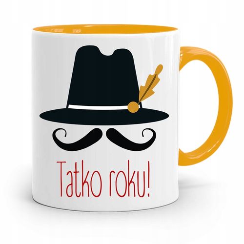 Kubek Żółty Dzień Ojca Dla Taty Tatko Roku! Z Nadrukiem Ze Zdjęciem na Arena.pl