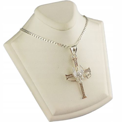 Łańcuszek Męski Srebrny Pancerka Patriotyczny Krzyżyk 925 Bóg Honor GRAWER na Arena.pl